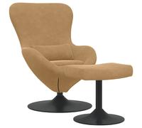 vidaXL Sillón huevo de terciopelo con puff y reposapiés Multicolor Marrón