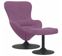 vidaXL Sillón huevo de terciopelo con puff y reposapiés Multicolor Morado