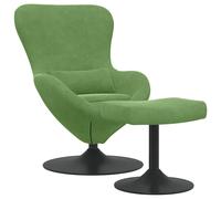 vidaXL Sillón huevo de terciopelo con puff y reposapiés Multicolor Verde claro