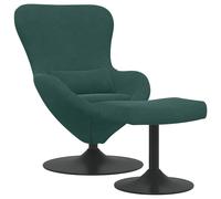 vidaXL Sillón huevo de terciopelo con puff y reposapiés Multicolor Verde oscuro