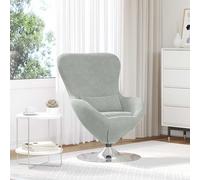 vidaXL Sillón Huevo – Silla de salón moderna, Terciopelo gris claro, giratoria