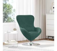 vidaXL Sillón huevo - moderno giratorio, terciopelo verde oscuro