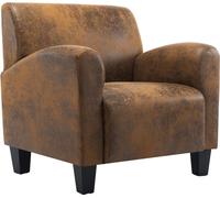 vidaXL Sillón individual, color marrón, 70x69x72 cm, tapizado en imitación de ante