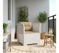 vidaXL Sillón Individual con Cojines Apariencia de Ratan PP Blanco