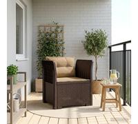 vidaXL Sillón Individual con Cojines Apariencia de Ratan PP Marrón