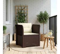 vidaXL Sillón Individual con Cojines Apariencia de Ratan PP Marrón