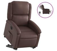 Vidaxl sillón reclinable elevable eléctrico de cuero sintético marrón