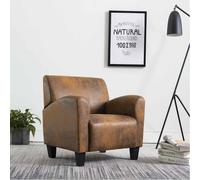 vidaXL Sillón de piel de ante artificial ergonómico para interior y duradero Marrón