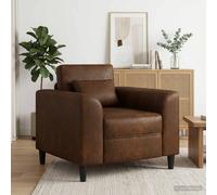 Sillón Marrón Cuero De Suede Sintético Vidaxl
