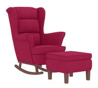 vidaXL Mecedora con respaldo alto de terciopelo y madera maciza