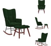 vidaXL Sillón mecedora con reposapiés, terciopelo, verde oscuro - Sillones mecedoras