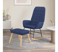 vidaXL Sillón mecedora con taburete tela azul