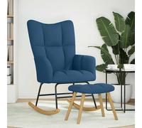 vidaXL Sillón mecedora con taburete tela azul