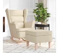 vidaXL Sillón mecedora con taburete tela color crema