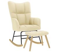 vidaXL Sillón mecedora con taburete tela Multicolor Crema