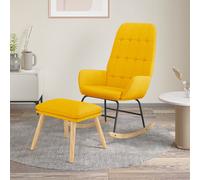 vidaXL Sillón mecedora con taburete tela en color Verde oscuro/Amarillo/Gris oscuro y más | cómodas modernas ergonómicas para comedor cocina salón hogar