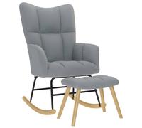 vidaXL Sillón mecedora con taburete tela gris claro