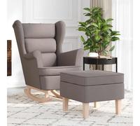 vidaXL Sillón mecedora con taburete tela gris taupe
