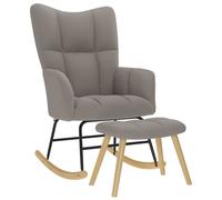 vidaXL Sillón mecedora con taburete tela gris taupe