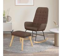 vidaXL Sillón mecedora con taburete tela gris taupe