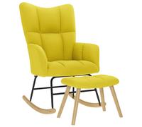 vidaXL Sillón mecedora con taburete tela Multicolor Amarillo Claro