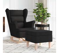 vidaXL Sillón mecedora con taburete tela negro