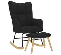 vidaXL Sillón mecedora con taburete tela negro