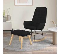 vidaXL Sillón mecedora con taburete tela negro