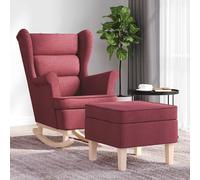 vidaXL Sillón mecedora con taburete tela rojo tinto
