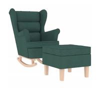 Vidaxl sillón mecedora con taburete tela verde oscuro