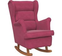 vidaXL: Sillón mecedora tipo orejero, color burdeos, tapizado en terciopelo y con estructura de madera maciza
