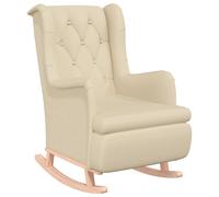 Vidaxl Sillón Mecedoras Madera Maciza Caucho Tela Gris Claro Cream