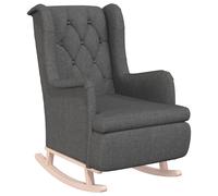Vidaxl Sillón Mecedoras Madera Maciza Caucho Tela Gris Claro Dark gray