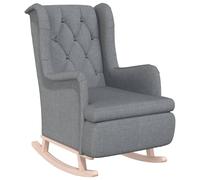 Vidaxl Sillón Mecedoras Madera Maciza Caucho Tela Gris Claro Light Gray
