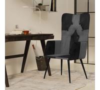 vidaXL Sillón orejero cuero auténtico negro y gris