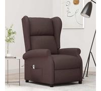 vidaXL Sillón orejero reclinable eléctrico de tela marrón oscuro