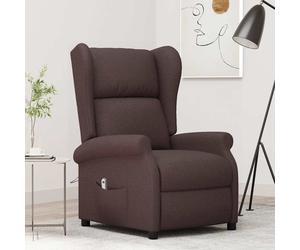 vidaXL Sillón orejero reclinable eléctrico de tela marrón oscuro
