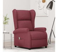 vidaXL Sillón orejero reclinable eléctrico de tela rojo tinto