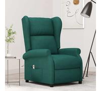 vidaXL Sillón orejero reclinable eléctrico de tela verde oscuro
