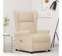vidaXL Sillón orejero reclinable eléctrico tela blanco crema