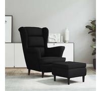 vidaXL Sillón orejero y taburete de terciopelo azul