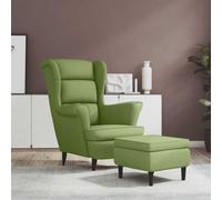 vidaXL Sillón orejero y taburete de terciopelo verde claro