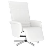 vidaXL Sillón reclinable con reposapiés cuero sintético blanco