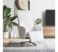 vidaXL Sillón reclinable con reposapiés cuero sintético blanco