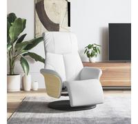 vidaXL Sillón reclinable con reposapiés cuero sintético blanco