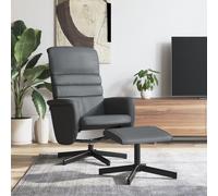 vidaXL Sillón reclinable con reposapiés cuero sintético gris