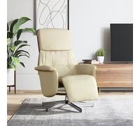 vidaXL Sillón reclinable con reposapiés tela color crema