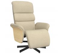 vidaXL Sillón reclinable con reposapiés tela color crema