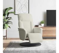 Sillón de relax vidaXL con reposapiés, color crema, tapizado en terciopelo