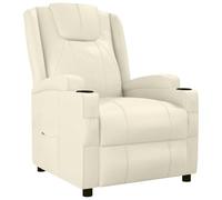 vidaXL Sillón reclinable de Cuero sintético Blanco Crema